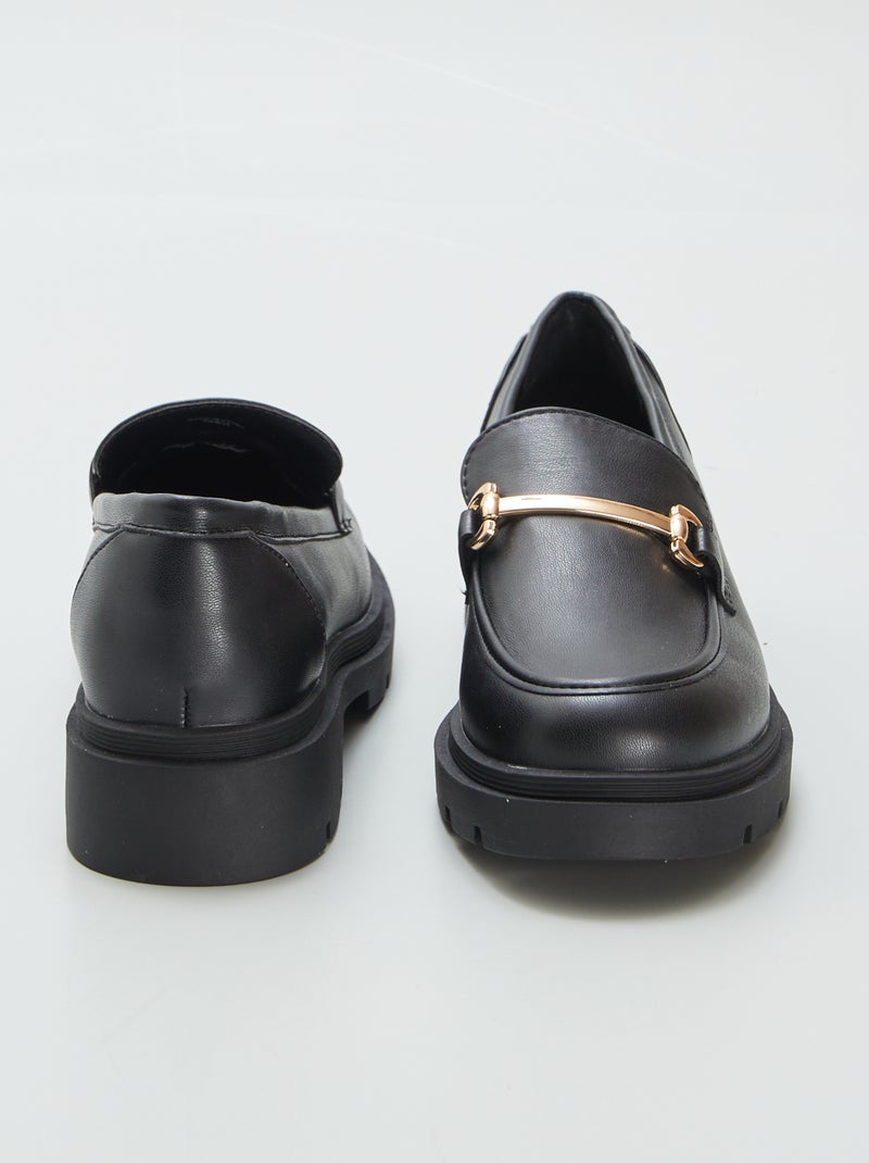 Mocassins en simili avec plateforme noir - Kiabi