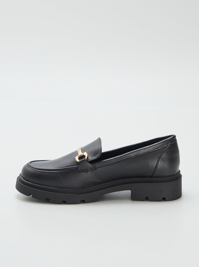 Mocassins en simili avec plateforme noir - Kiabi