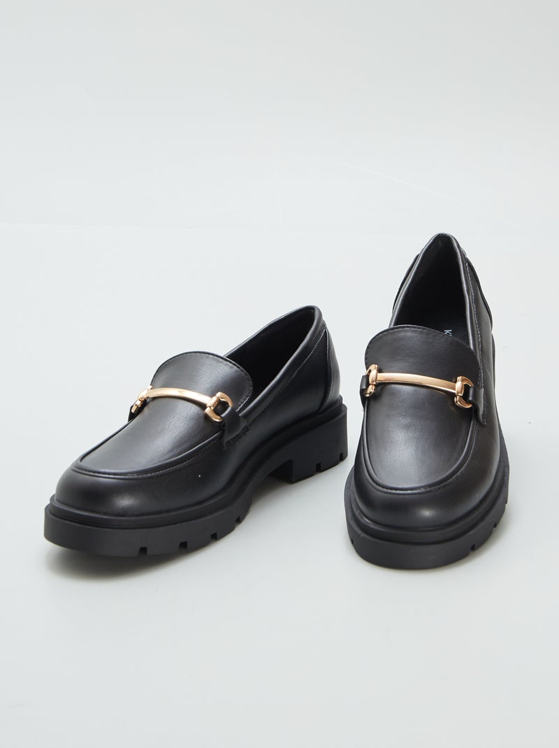 Mocassins en simili avec plateforme noir - Kiabi
