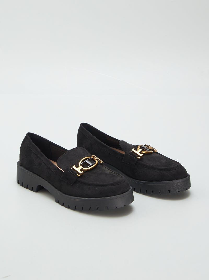 Mocassins en suédine Noir - Kiabi