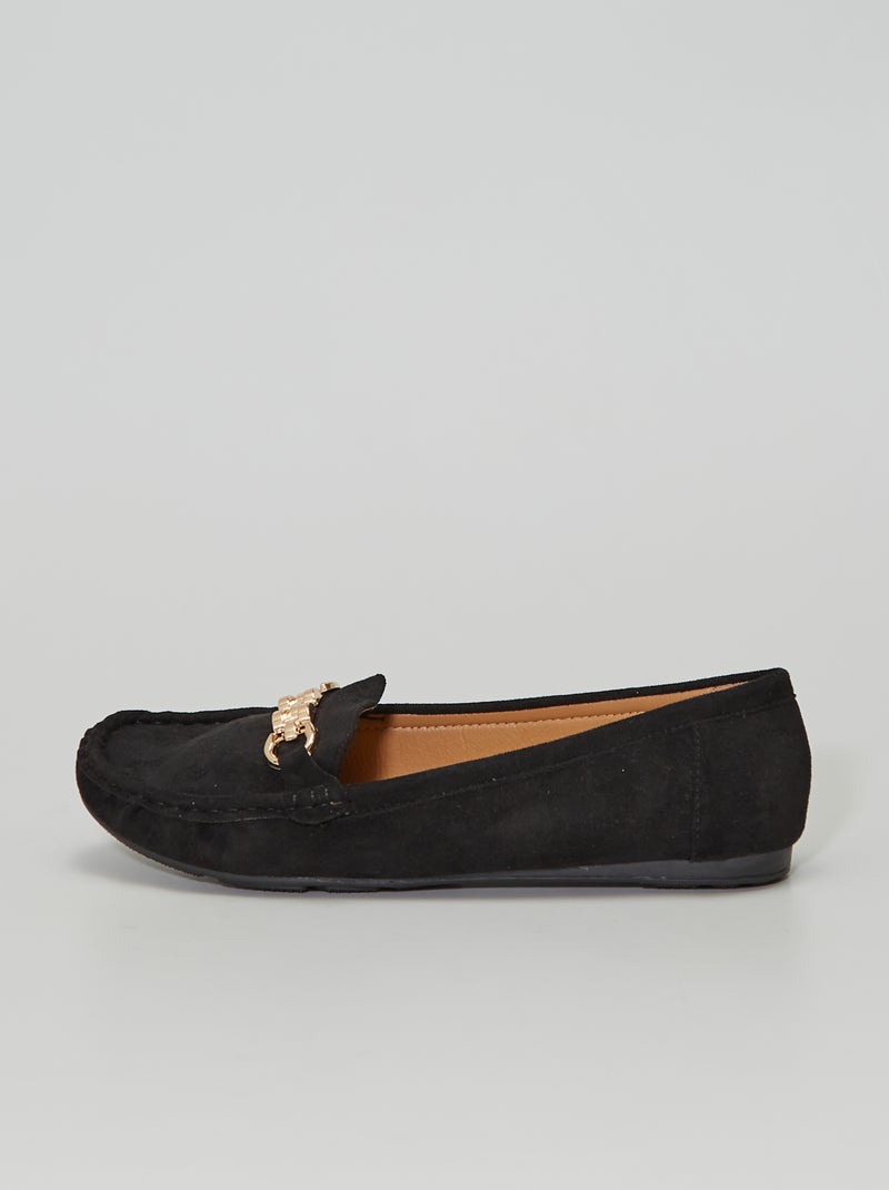 Mocassins en suédine noir - Kiabi