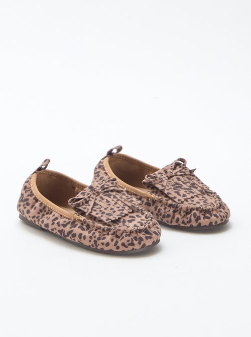 Mocassins léopard en suédine - Kiabi