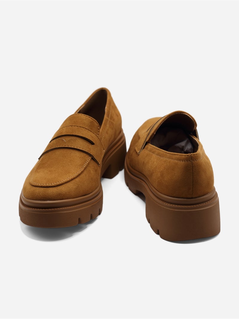 Mocassins met suède-look Camel - Kiabi