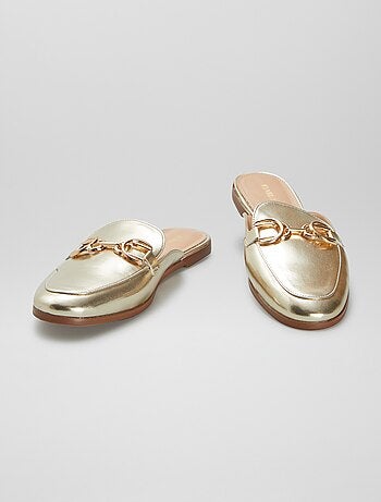 Mocassins ouverts avec bride dorée