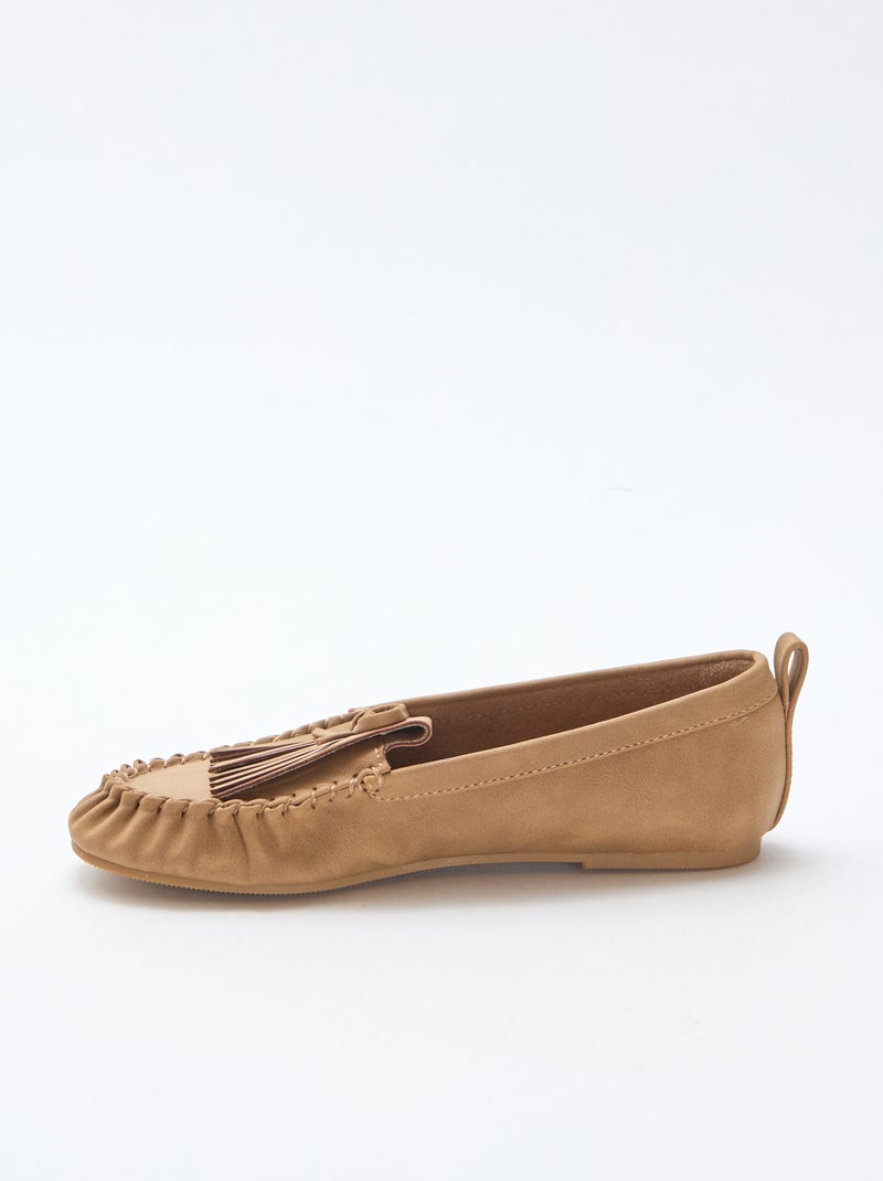 Mocassins suédine avec frange Beige - Kiabi