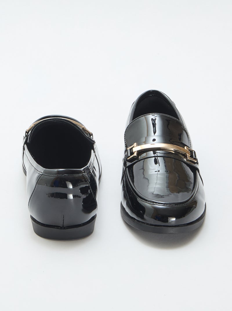 Mocassins vernies avec bijoux dorés fantaisies Noir - Kiabi
