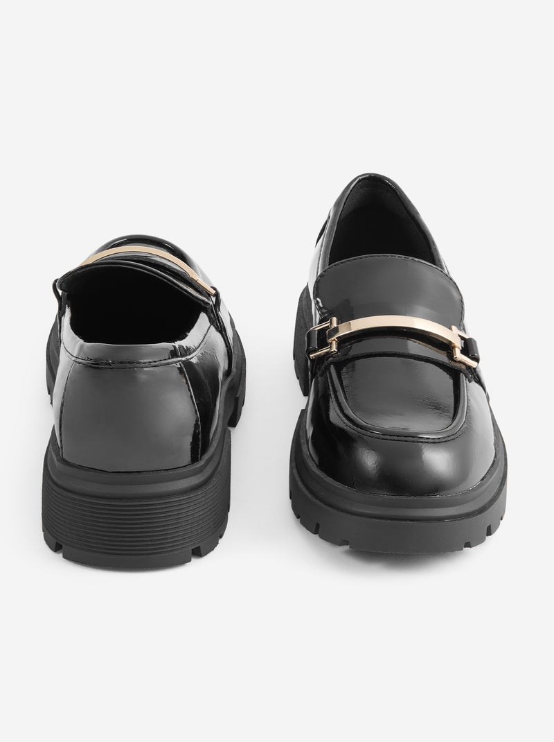 Mocassins vernies avec semelles crantées Noir - Kiabi