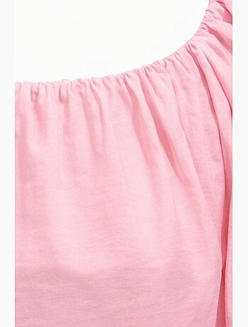 Modaalmix blouse met madonnakraag en ruchesdetail mixray