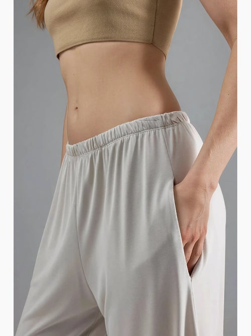 Modal broek met elastische taille en rechte pijpen busem - Kiabi