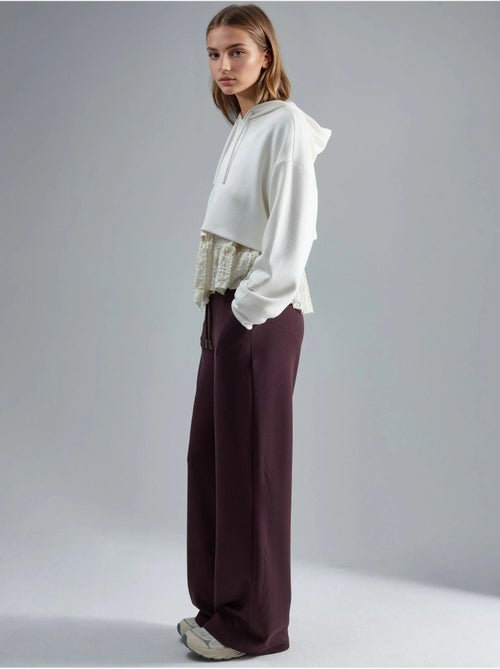 Modal broek met middelhoge taille en wijde pijpen busem - Kiabi Modal broek met middelhoge taille en wijde pijpen busem - Kiabi