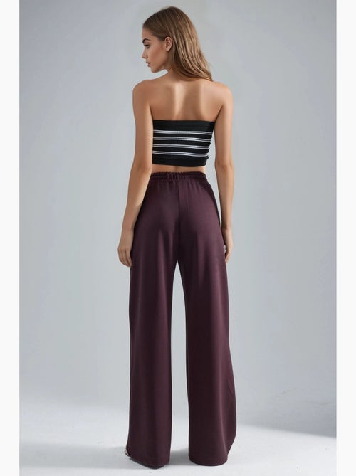 Modal broek met middelhoge taille en wijde pijpen busem - Kiabi Modal broek met middelhoge taille en wijde pijpen busem - Kiabi