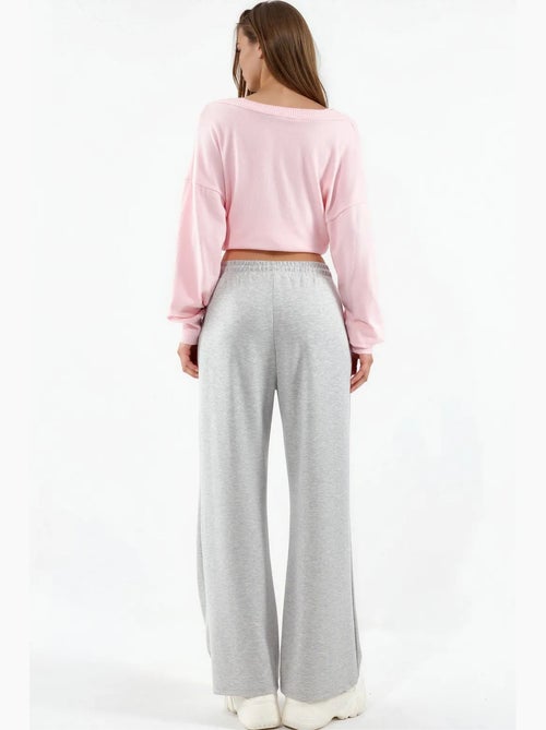 Modal broek met middelhoge taille en wijde pijpen busem - Kiabi Modal broek met middelhoge taille en wijde pijpen busem - Kiabi