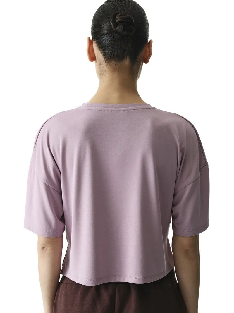 Modal crop t-shirt met split penti Lavendel - Kiabi