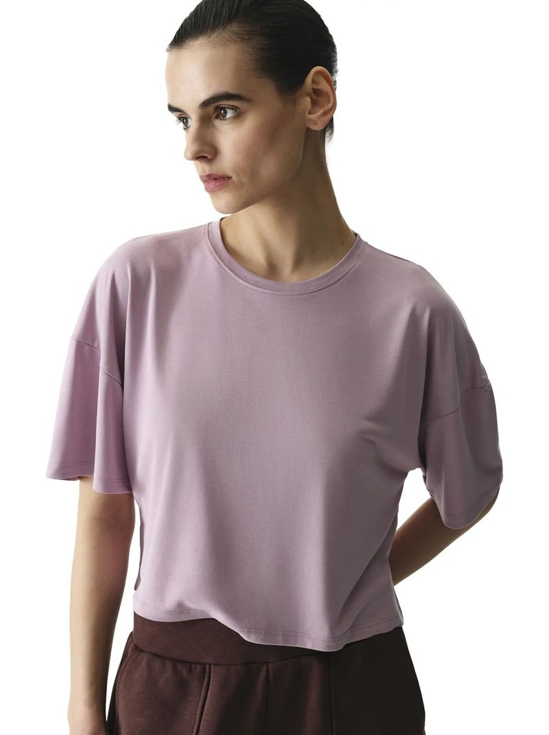 Modal crop t-shirt met split penti Lavendel - Kiabi