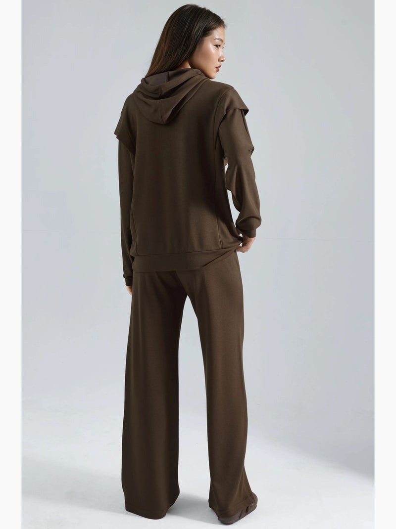 Modal touch geborduurde capuchon tweedelige set hiccup Chocoladebruin - Kiabi