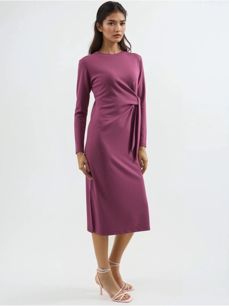 Modal touch jurk met split, bersan-collectie hiccup Bordeauxrood - Kiabi