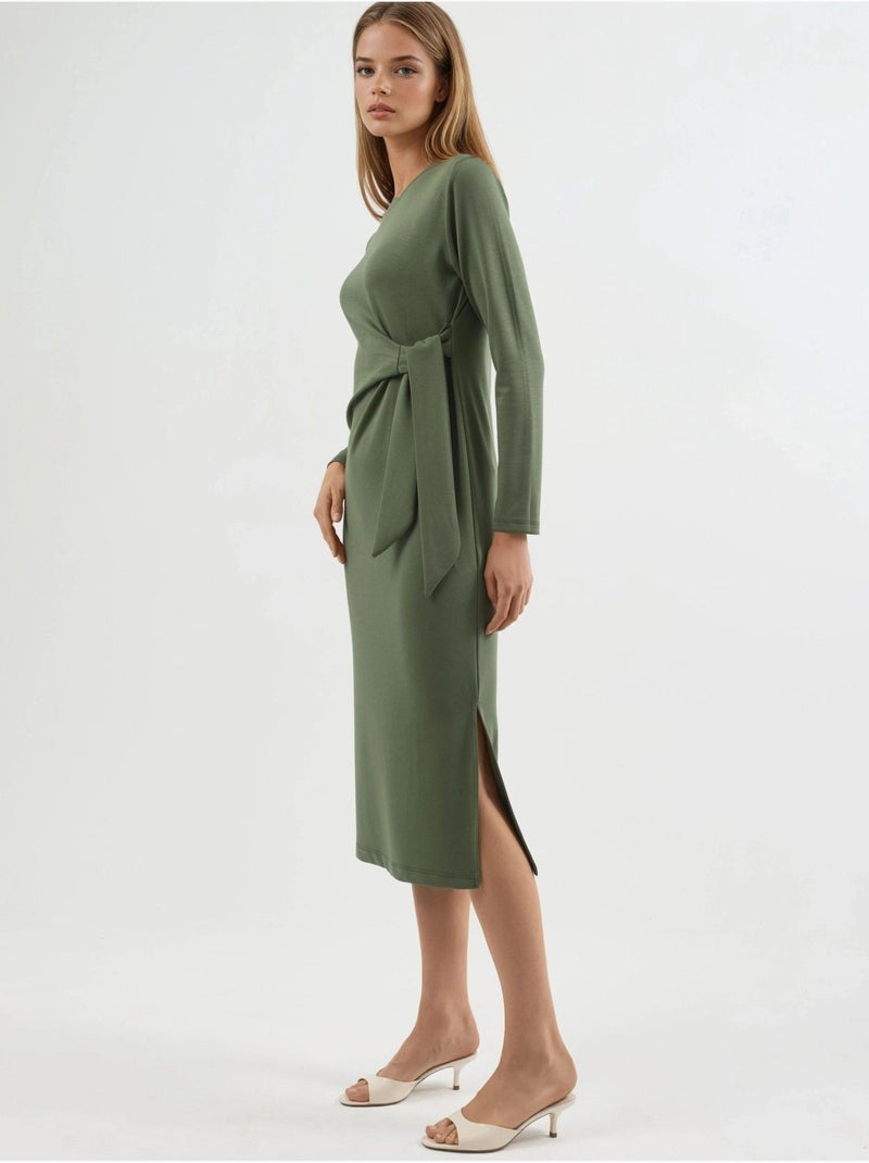 Modal touch jurk met split, bersan-collectie hiccup Kaki - Kiabi