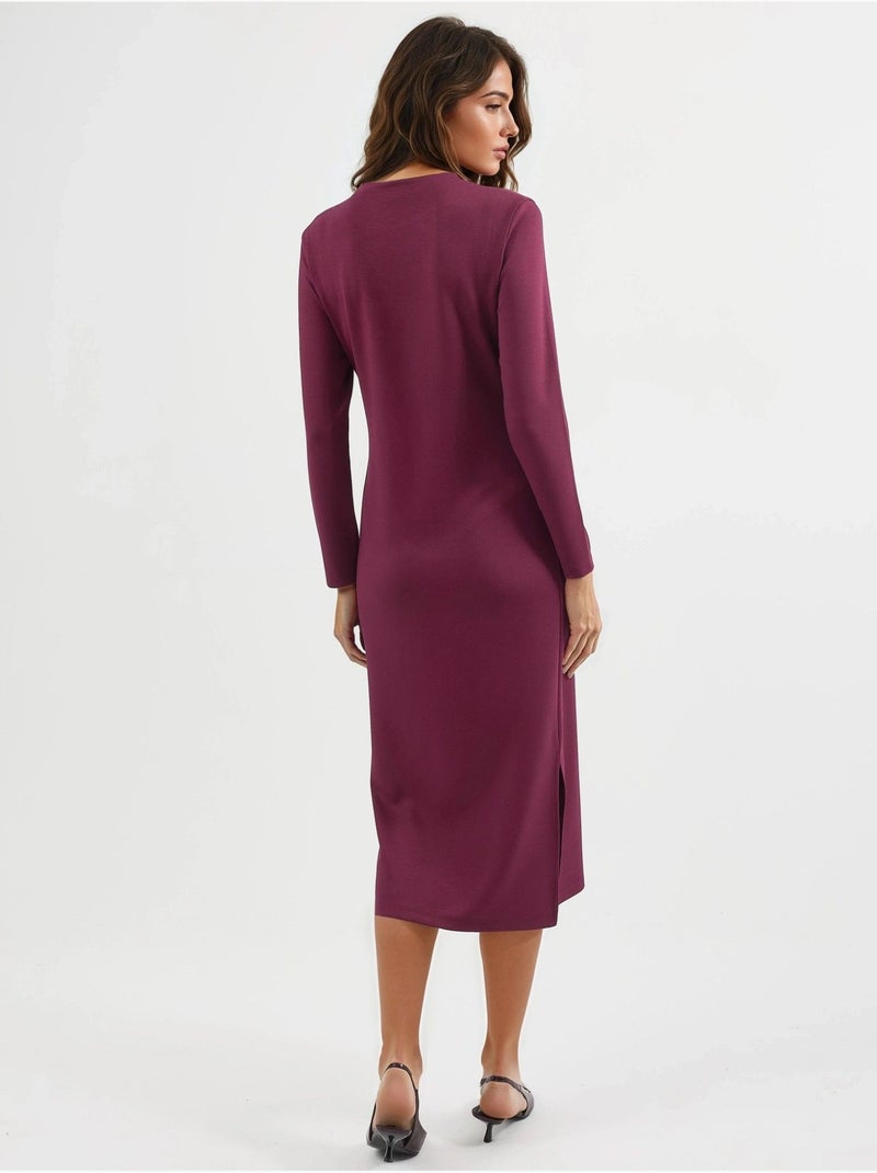 Modal touch jurk met split, bersan-collectie hiccup Kasjmierrood - Kiabi