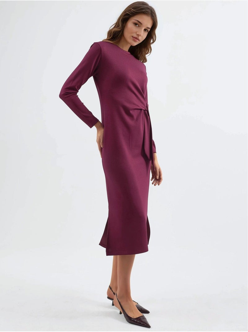 Modal touch jurk met split, bersan-collectie hiccup Kasjmierrood - Kiabi