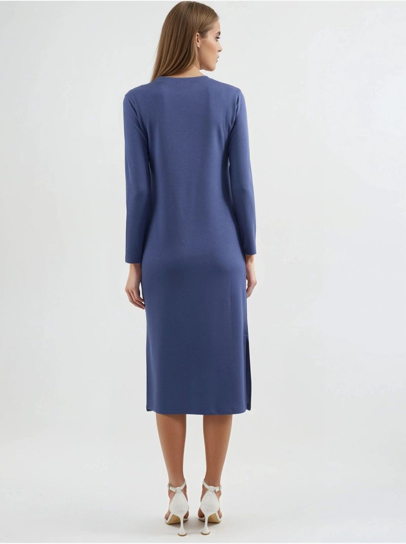 Modal touch jurk met split, bersan-collectie hiccup Lichtblauw - Kiabi
