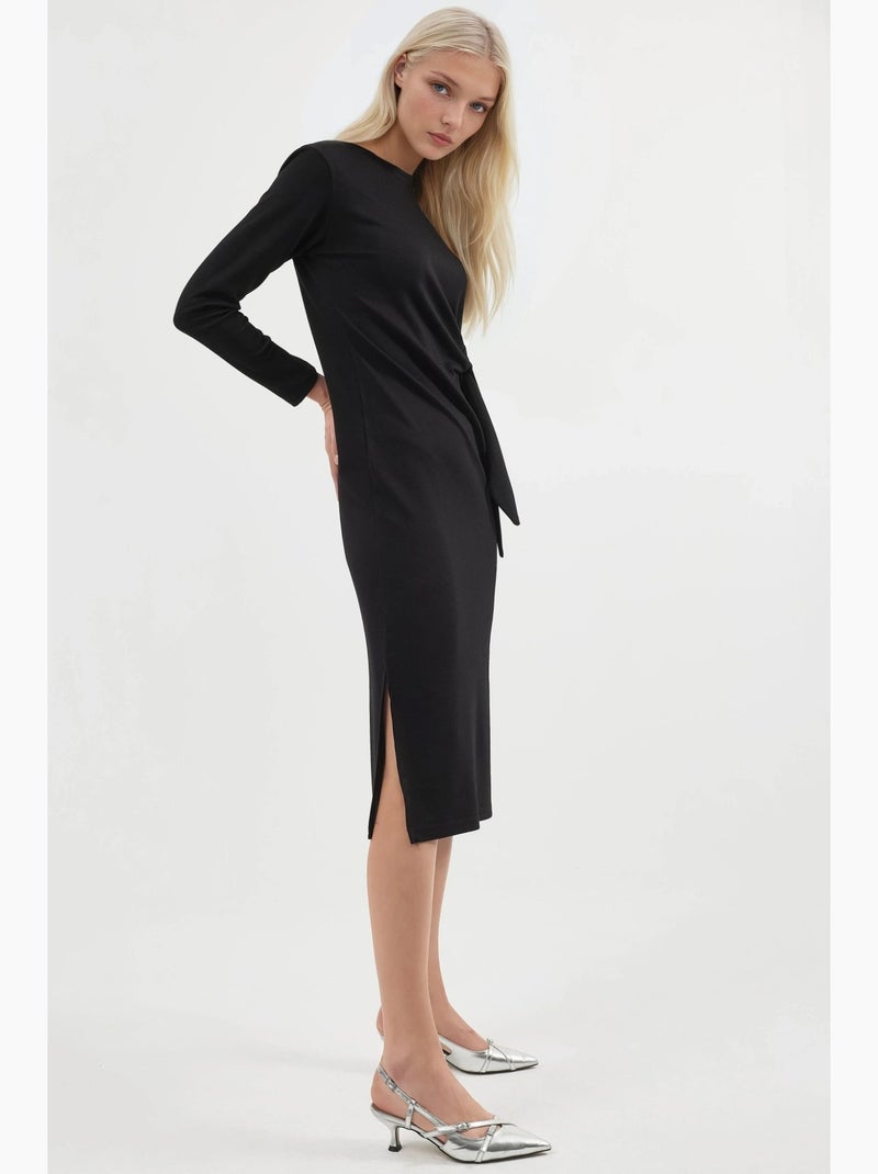 Modal touch jurk met split, bersan-collectie hiccup Zwart - Kiabi