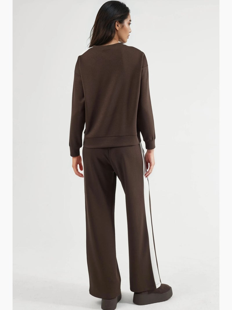 Modal touch regular fit sweatshirt- en broekset hiccup Chocoladebruin - Kiabi