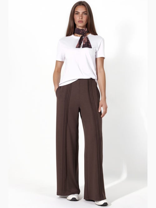 Modal touch ribdetail straight leg broek hiccup - Kiabi Modal touch ribdetail straight leg broek hiccup - Kiabi