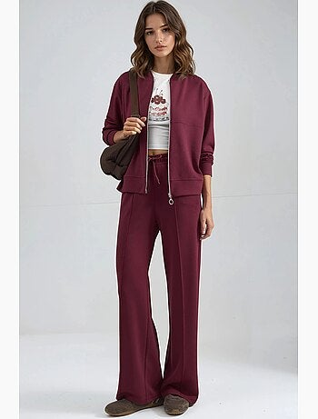 Modal touch sweatshirt met rits & geribde broek co-ord set hiccup