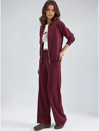 Modal touch sweatshirt met rits & geribde broek co-ord set hiccup