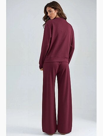Modal touch sweatshirt met rits & geribde broek co-ord set hiccup