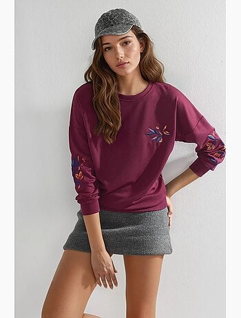 Modal touch sweatshirt met ronde hals en borduursel, bersan-collectie hiccup