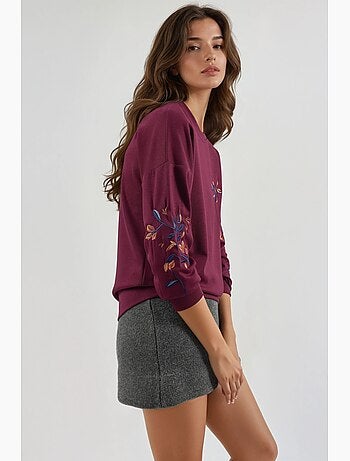 Modal touch sweatshirt met ronde hals en borduursel, bersan-collectie hiccup
