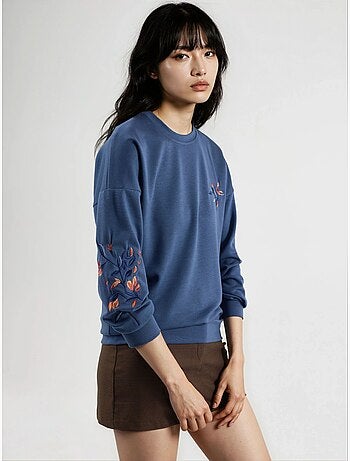 Modal touch sweatshirt met ronde hals en borduursel, bersan-collectie hiccup