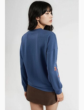 Modal touch sweatshirt met ronde hals en borduursel, bersan-collectie hiccup