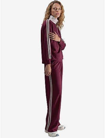 Modal-touch wide leg gestreepte tweedelige co-ord set met ritskraag hiccup