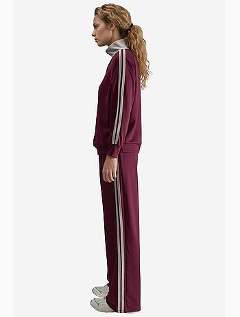 Modal-touch wide leg gestreepte tweedelige co-ord set met ritskraag hiccup