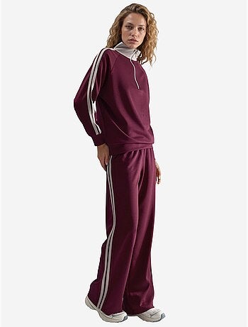 Modal-touch wide leg gestreepte tweedelige co-ord set met ritskraag hiccup