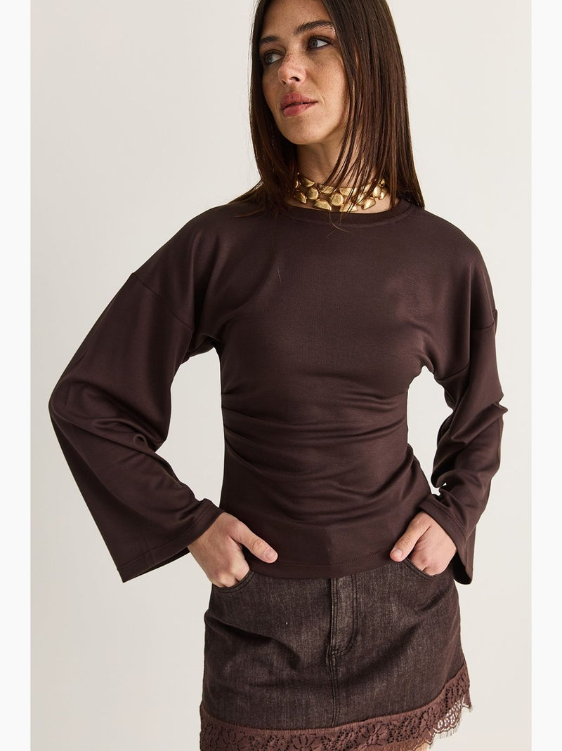 Modale blouse lucci Chocoladebruin - Kiabi