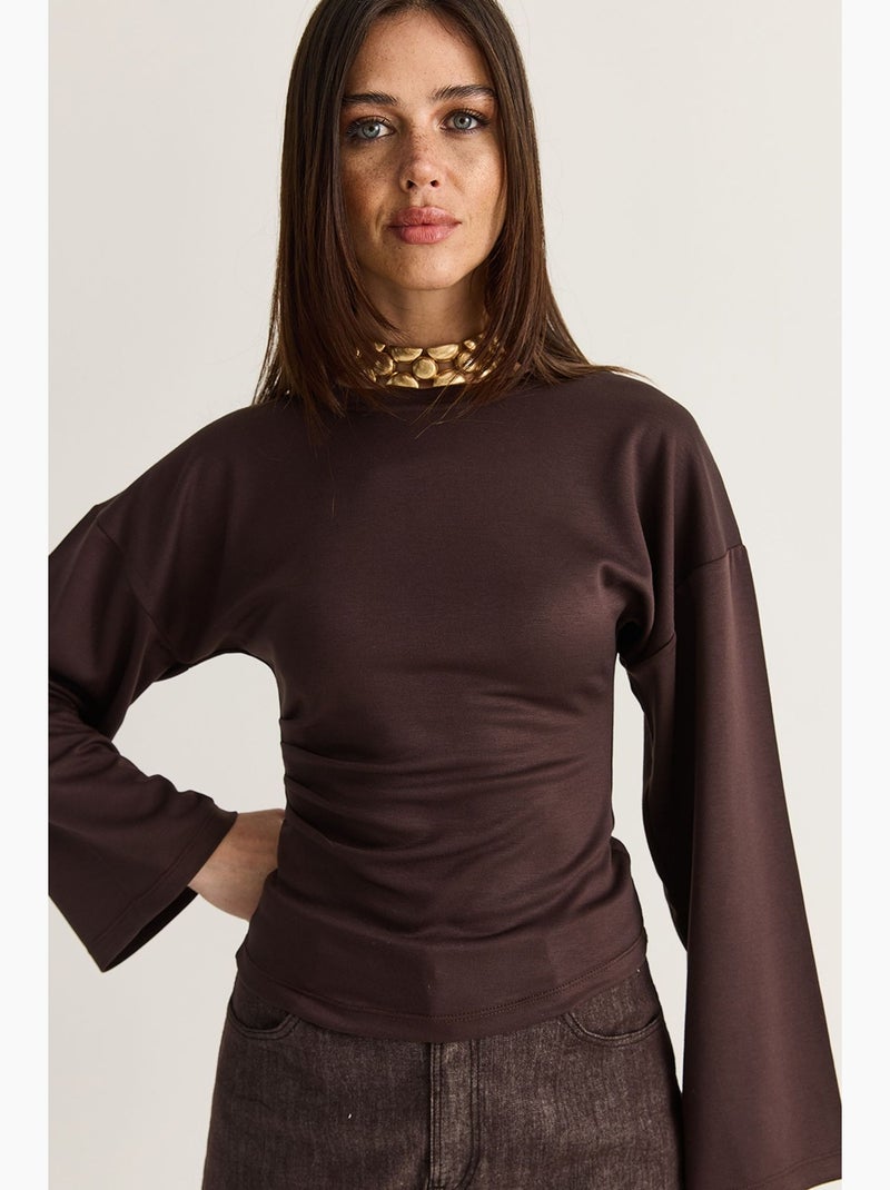 Modale blouse lucci Chocoladebruin - Kiabi