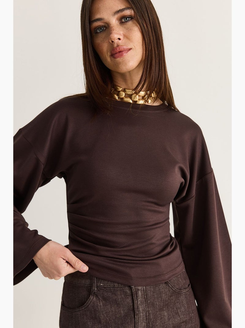Modale blouse lucci Chocoladebruin - Kiabi