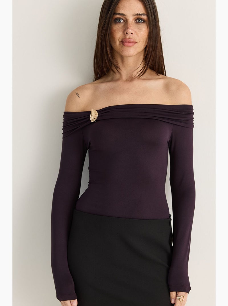 Modale blouse lucci Paars - Kiabi