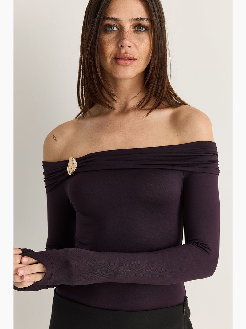 Modale blouse lucci Paars - Kiabi