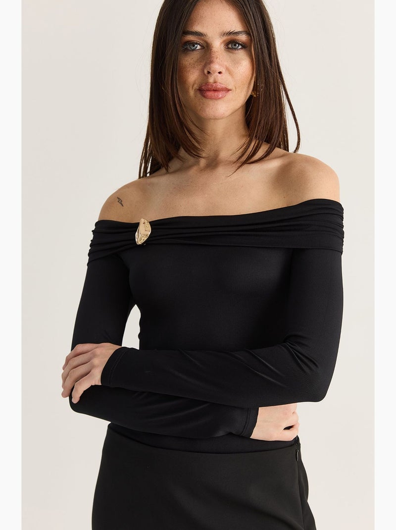 Modale blouse lucci Zwart - Kiabi