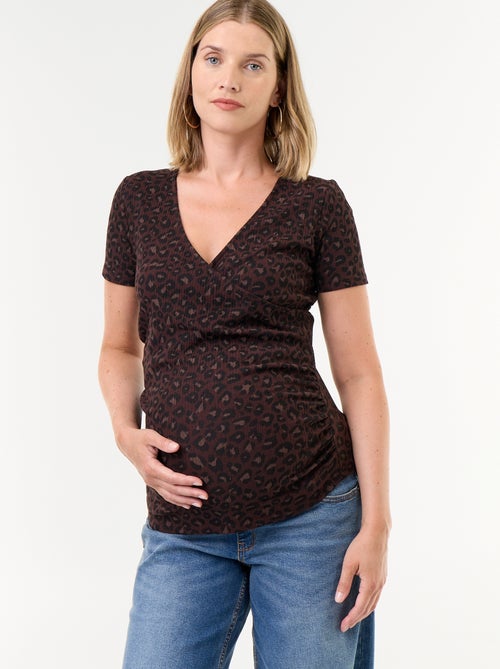 Moederschap T-shirt met overslagdecolleté - Kiabi