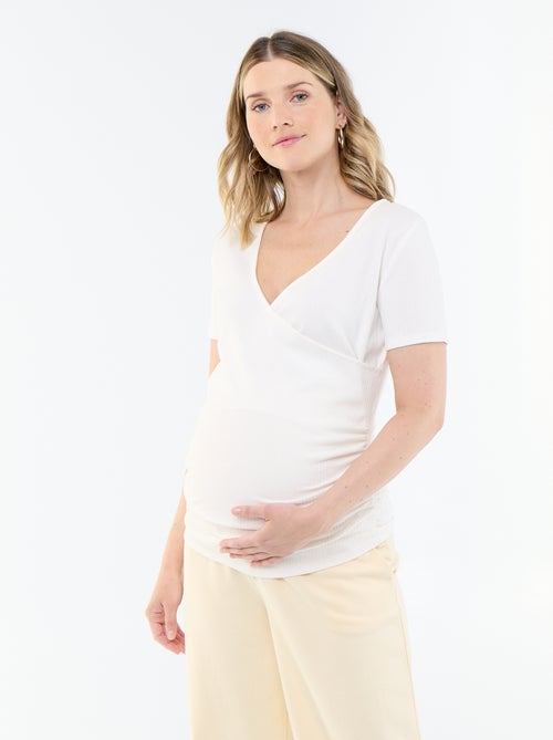 Moederschap T-shirt met overslagdecolleté - Kiabi Moederschap T-shirt met overslagdecolleté - Kiabi