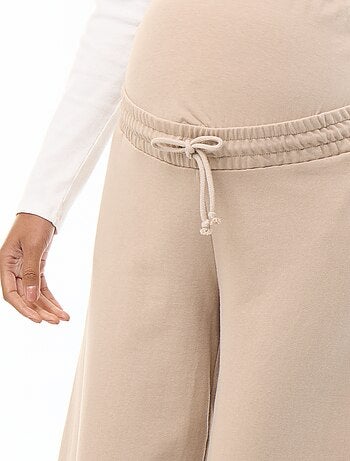 Moederschapsjoggingbroek met wijde pijpen van french terry