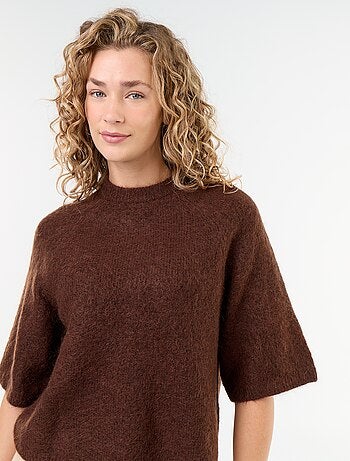 Mohairtrui met korte mouwen en lage mouwinzet