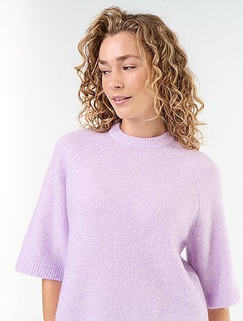 Mohairtrui met korte mouwen en lage mouwinzet