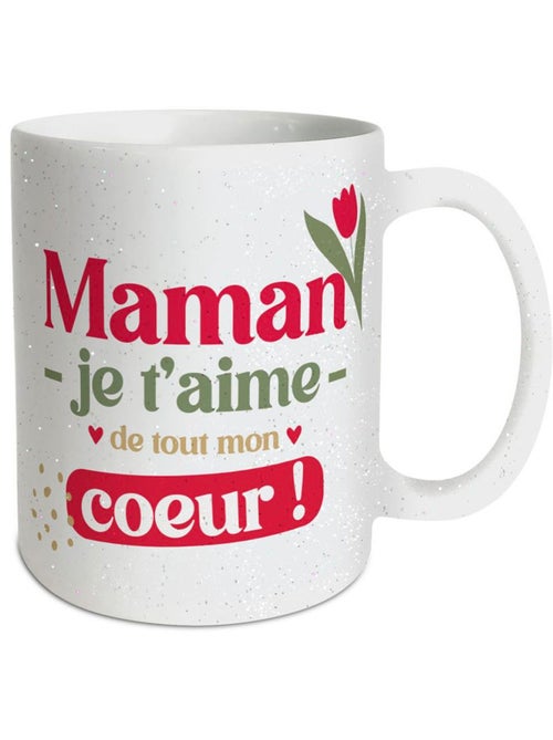 Mok en keramiek 320 ml « Maman je t’aime » met glitters - Kiabi Mok en keramiek 320 ml « Maman je t’aime » met glitters - Kiabi