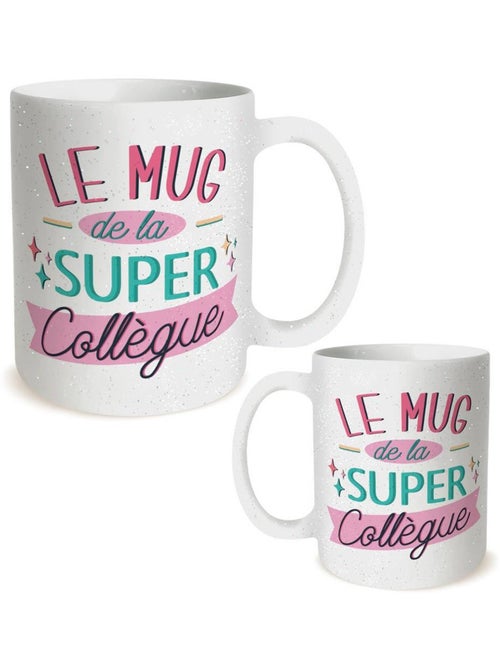 Mok en keramiek met glitters voorkant-achterkant 320 ml De mok van de super collègue - Kiabi Mok en keramiek met glitters voorkant-achterkant 320 ml De mok van de super collègue - Kiabi